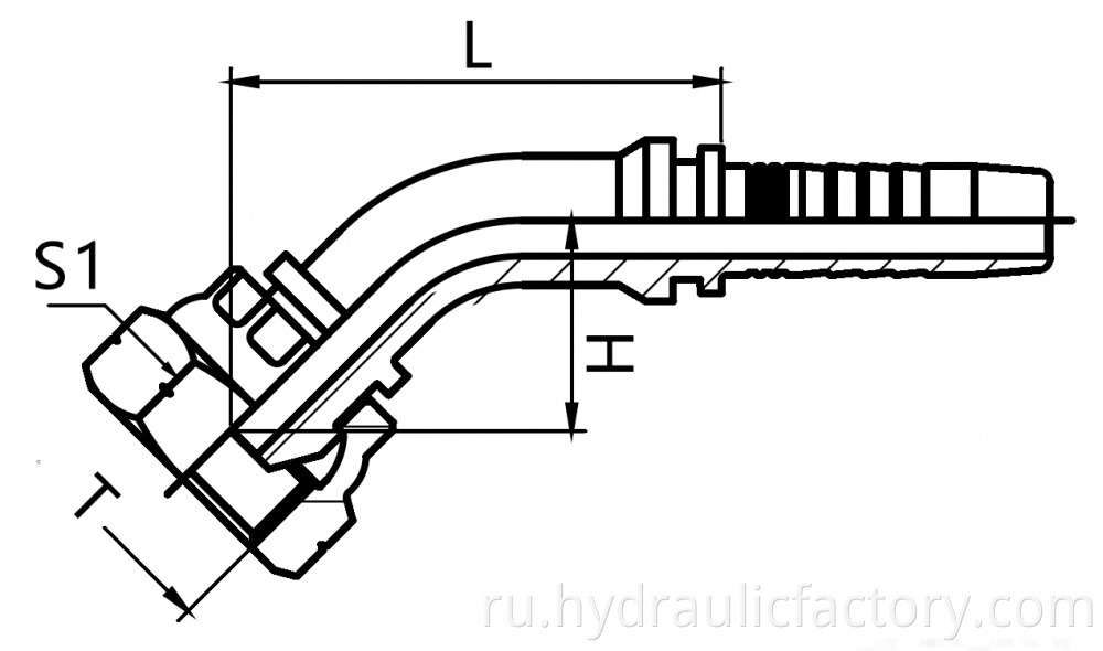 45 Degree Bsp Female 60 Degree Cone Fittings Drawing